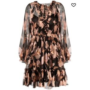 NWT zimmermann concert lace-up mini dress - black peonies
